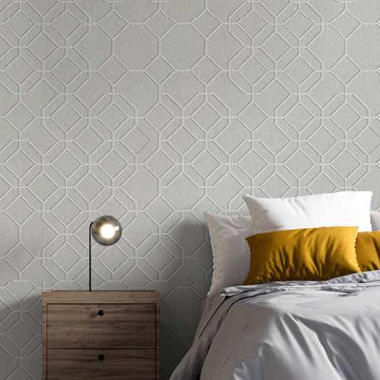 Gird Wallpaper Roll in Soft Color Non-Woven Material Wall Art for Home Decoration, 57.1 sq ft. Grey Clearhalo 'Modern wall decor' 'Modern' 'Wallpaper' Wall Decor' 992222
