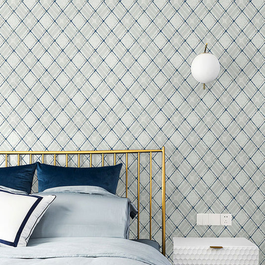 Minimalist Grid Wall Covering for Accent Wall, 33' by 20.5" Wallpaper Roll in Soft Color Blue Clearhalo 'Modern wall decor' 'Modern' 'Wallpaper' Wall Decor' 992294