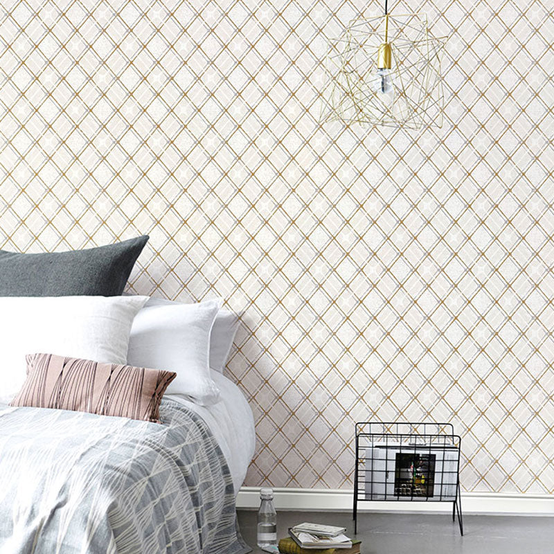 Minimalist Grid Wall Covering for Accent Wall, 33' by 20.5" Wallpaper Roll in Soft Color Yellow Clearhalo 'Modern wall decor' 'Modern' 'Wallpaper' Wall Decor' 992298
