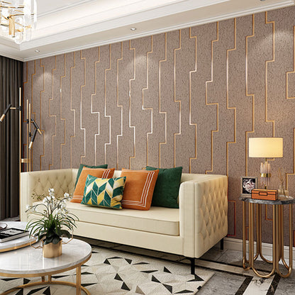 Lines Wallpaper Roll for Guest Room Decor Flock Surface Wall Decor in Pastel Color, Stain-Resistant Coffee Clearhalo 'Modern wall decor' 'Modern' 'Wallpaper' Wall Decor' 992302