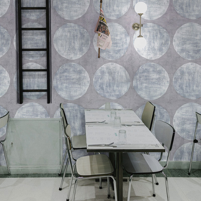 Pastel Color Contemporary Wall Art 20.5 in x 33 ft Round Wallpaper Roll for Coffee Shop Decoration Grey Clearhalo 'Modern wall decor' 'Modern' 'Wallpaper' Wall Decor' 992330