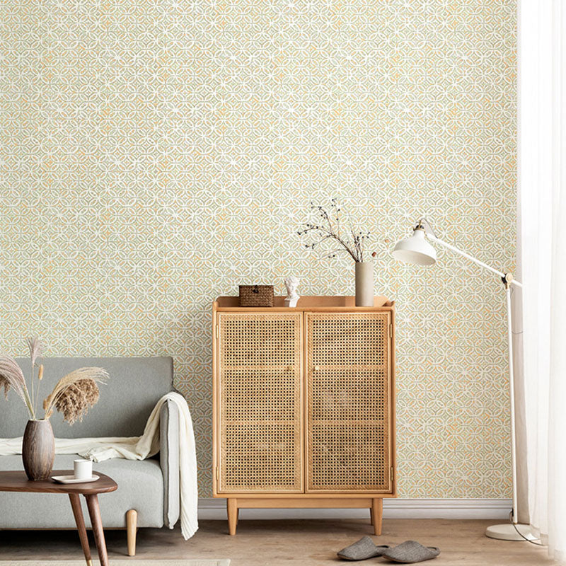 Light Color Geometries Wallpaper Roll Stain-Resistant Wall Covering for Bathroom Decor Yellow-Green Clearhalo 'Modern wall decor' 'Modern' 'Wallpaper' Wall Decor' 992395