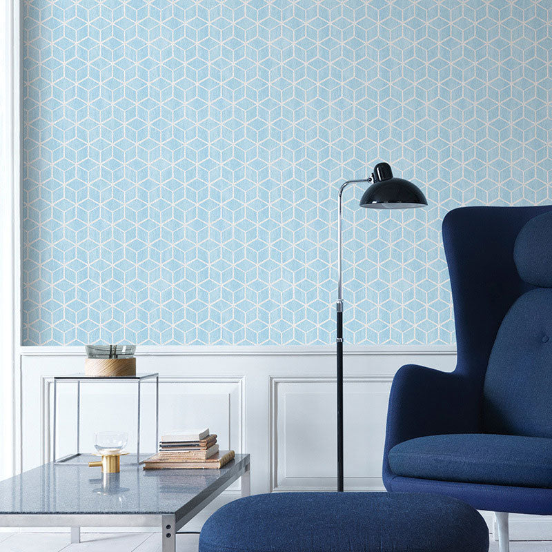 Simple Parallelogram Wall Decor for Guest Room, 20.5" x 33' Wallpaper Roll in Natural Color Light Blue Clearhalo 'Modern wall decor' 'Modern' 'Wallpaper' Wall Decor' 992428