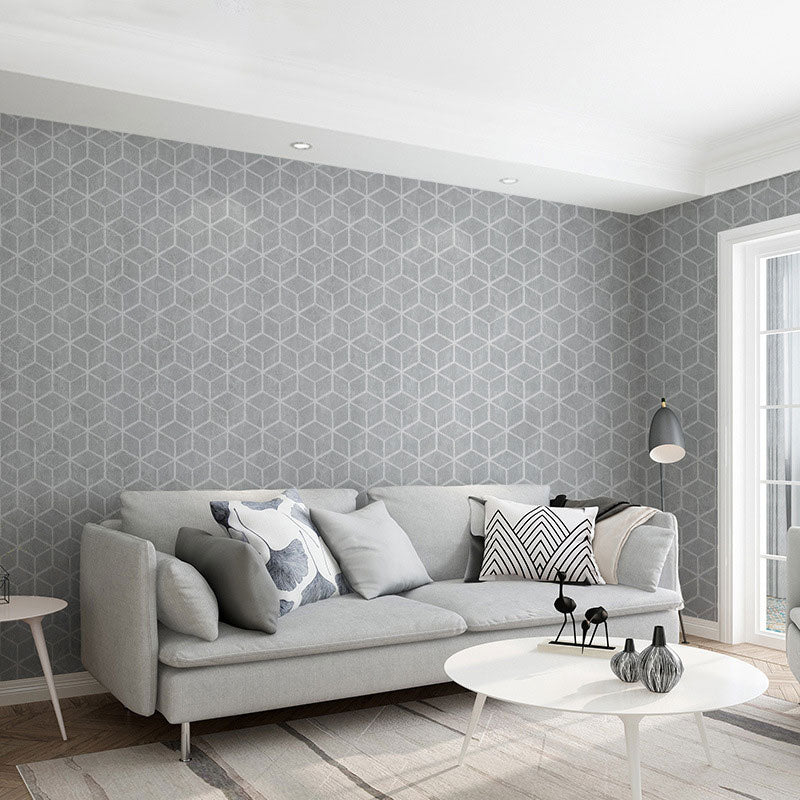 Simple Parallelogram Wall Decor for Guest Room, 20.5" x 33' Wallpaper Roll in Natural Color Dark Gray Clearhalo 'Modern wall decor' 'Modern' 'Wallpaper' Wall Decor' 992431