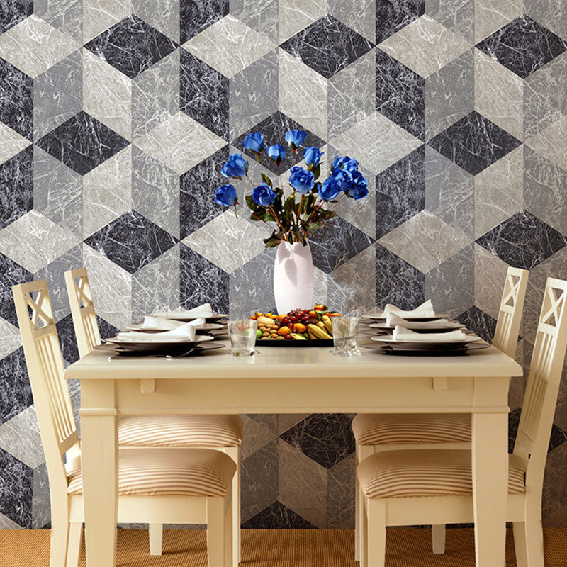 Harlequin Wall Covering for Coffee Shop Harlequin and Grid Wallpaper in Pastel Grey, Stain-Resistant Clearhalo 'Modern wall decor' 'Modern' 'Wallpaper' Wall Decor' 992444