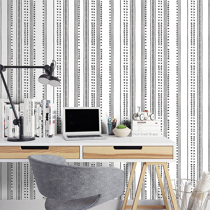 Modern Wallpaper Roll for Home Decoration with Dotted Lines Pattern in Soft Grey, Peel and Stick, 29.1 sq ft. Black-White Clearhalo 'Modern wall decor' 'Modern' 'Wallpaper' Wall Decor' 992448