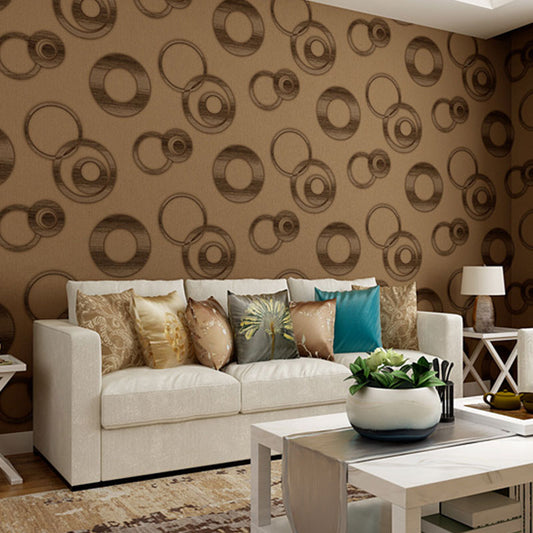 Soft Color Simple Wall Decor 33' x 20.5" Circle Vinyl Wallpaper Roll for Living Room, Non-Pasted Dark Khaki Clearhalo 'Modern wall decor' 'Modern' 'Wallpaper' Wall Decor' 992470