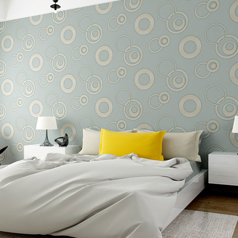 Soft Color Simple Wall Decor 33' x 20.5" Circle Vinyl Wallpaper Roll for Living Room, Non-Pasted Turquoise Clearhalo 'Modern wall decor' 'Modern' 'Wallpaper' Wall Decor' 992473
