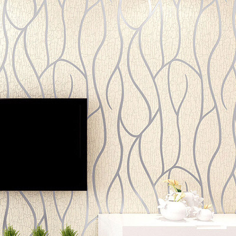 Simple Waving Stripes Wallpaper Roll for Accent Wall Abstract Wall Art, Non-Pasted, 20.5 in x 33 ft Beige Clearhalo 'Wall Decor' 'Wallpaper' 992489