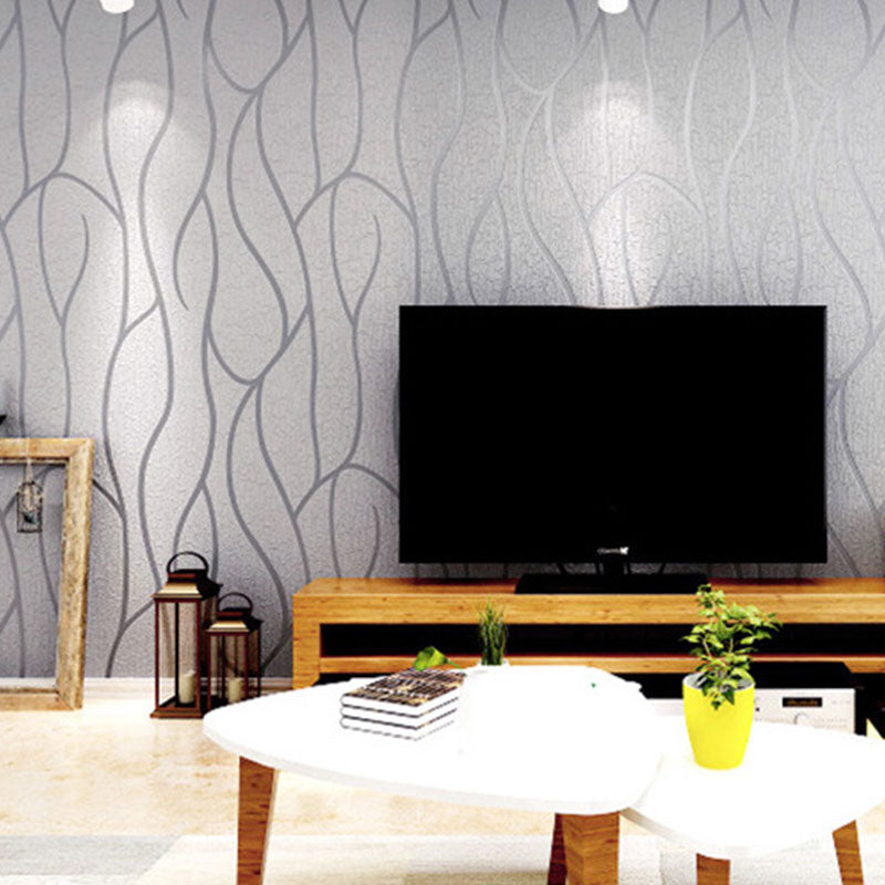 Simple Waving Stripes Wallpaper Roll for Accent Wall Abstract Wall Art, Non-Pasted, 20.5 in x 33 ft Silver Gray Clearhalo 'Wall Decor' 'Wallpaper' 992495