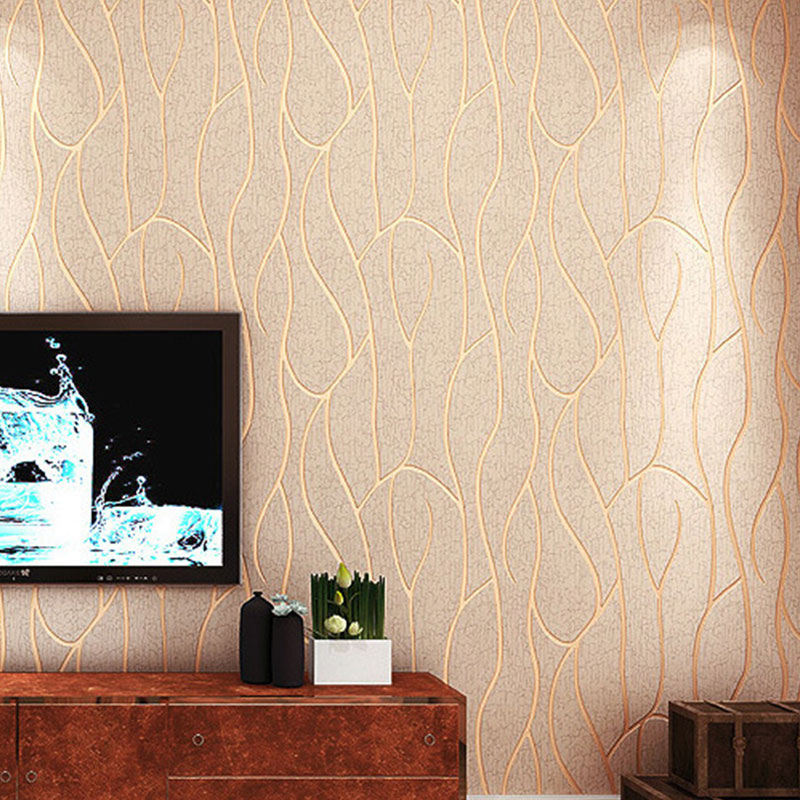 Simple Waving Stripes Wallpaper Roll for Accent Wall Abstract Wall Art, Non-Pasted, 20.5 in x 33 ft Yellow-Brown Clearhalo 'Wall Decor' 'Wallpaper' 992498