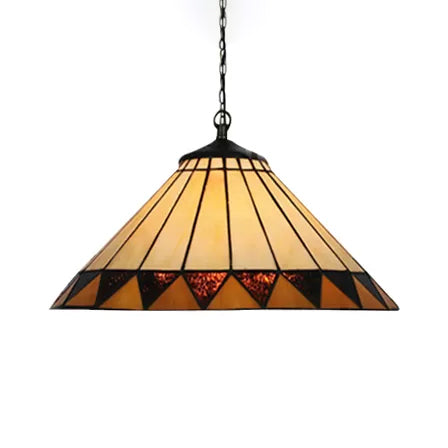 Tiffany-Style Fish Tail/Gem/Triangle Pendulum Light 2 Heads Handcrafted Art Glass Suspension Lamp in Beige Clearhalo 'Ceiling Lights' 'Industrial' 'Middle Century Pendants' 'Pendant Lights' 'Pendants' 'Tiffany close to ceiling' 'Tiffany Pendants' 'Tiffany' Lighting' 9925
