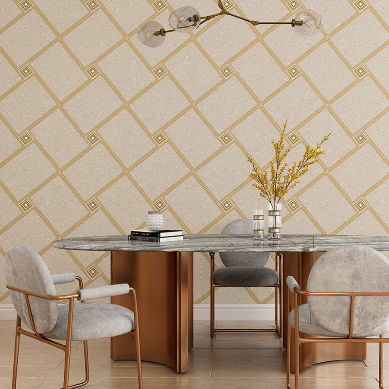 Nordic Geometries Flock Wall Art in Natural Color Coffee Shop Wallpaper, 33' x 20.5", Non-Pasted Beige Clearhalo 'Modern wall decor' 'Modern' 'Wallpaper' Wall Decor' 992504