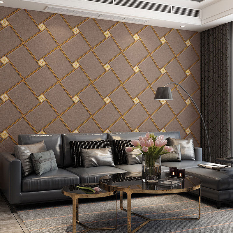 Nordic Geometries Flock Wall Art in Natural Color Coffee Shop Wallpaper, 33' x 20.5", Non-Pasted Dark Coffee Clearhalo 'Modern wall decor' 'Modern' 'Wallpaper' Wall Decor' 992507