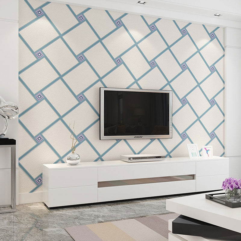 Nordic Geometries Flock Wall Art in Natural Color Coffee Shop Wallpaper, 33' x 20.5", Non-Pasted Light Blue Clearhalo 'Modern wall decor' 'Modern' 'Wallpaper' Wall Decor' 992510