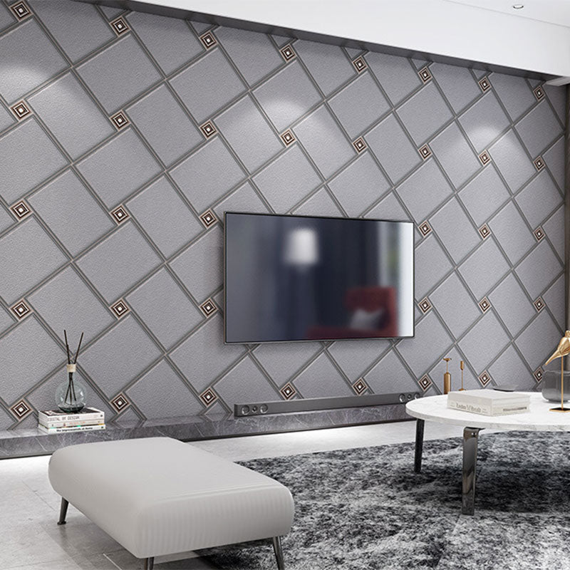 Nordic Geometries Flock Wall Art in Natural Color Coffee Shop Wallpaper, 33' x 20.5", Non-Pasted Dark Gray Clearhalo 'Modern wall decor' 'Modern' 'Wallpaper' Wall Decor' 992513