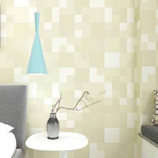 Yellow and White Square Wallpaper Water-Resistant Wall Covering for Accent Wall, Non-Pasted Clearhalo 'Wall Decor' 'Wallpaper' 992517