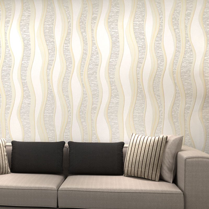 Modernism Waving Stripe Wall Art for Living Room Decor, 31' x 20.5" Wallpaper Roll in Soft Yellow Clearhalo 'Wall Decor' 'Wallpaper' 992531