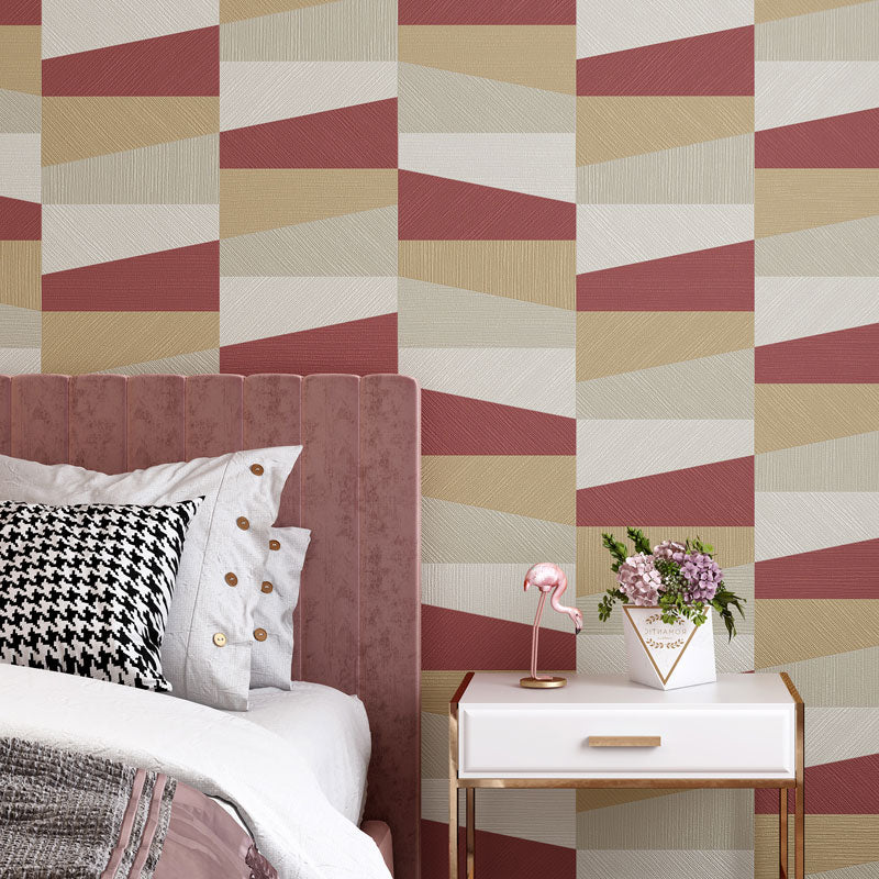 20.5" x 31' Nordic Wallpaper Roll for Coffee Shop with Grid and Color Block Design in Light Color Yellow-Red Clearhalo 'Wall Decor' 'Wallpaper' 992542