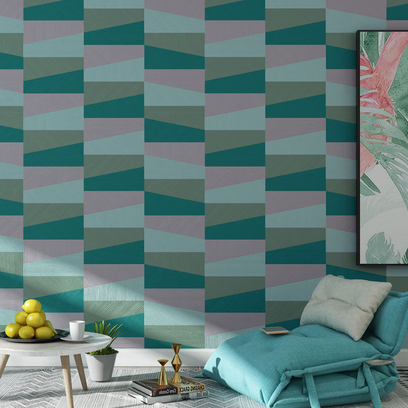 20.5" x 31' Nordic Wallpaper Roll for Coffee Shop with Grid and Color Block Design in Light Color Blue-Green Clearhalo 'Wall Decor' 'Wallpaper' 992545