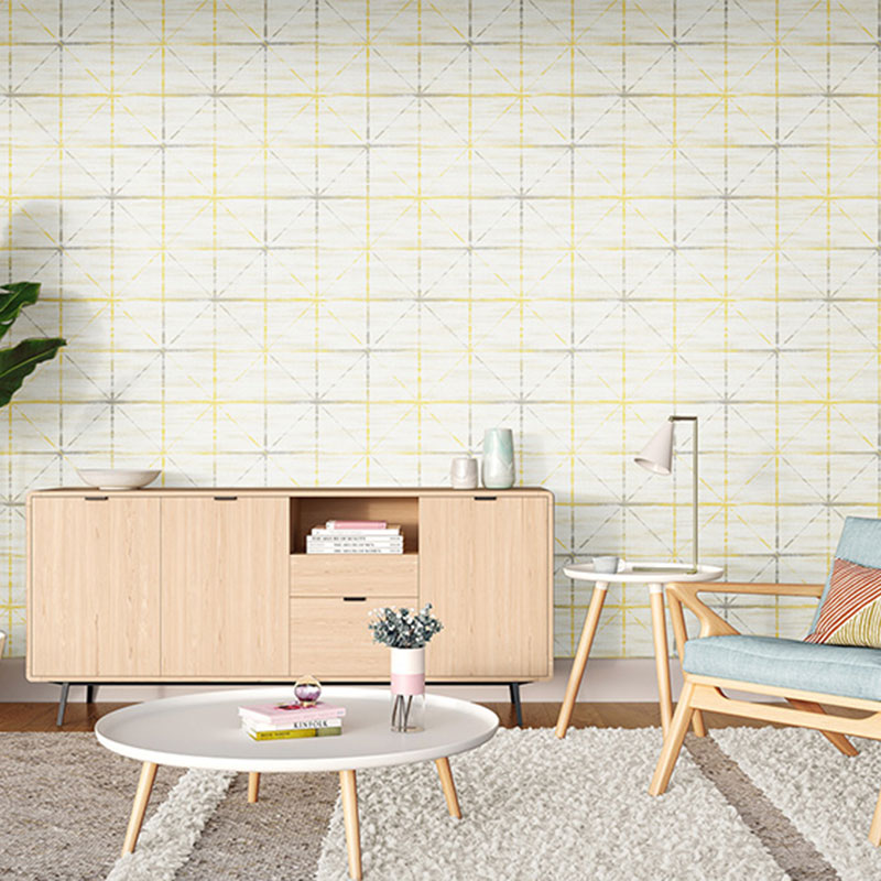 Contemporary Square Wall Art in Natural Color Grid Wallpaper, Non-Pasted, 20.5"W x 33'L Yellow Clearhalo 'Modern wall decor' 'Modern' 'Wallpaper' Wall Decor' 992554