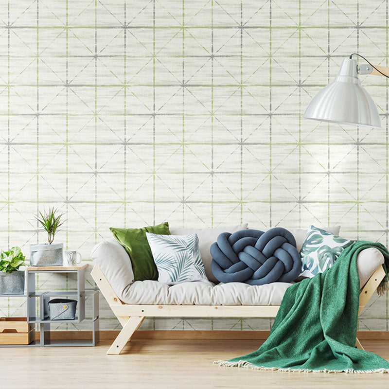 Contemporary Square Wall Art in Natural Color Grid Wallpaper, Non-Pasted, 20.5"W x 33'L Green Clearhalo 'Modern wall decor' 'Modern' 'Wallpaper' Wall Decor' 992560