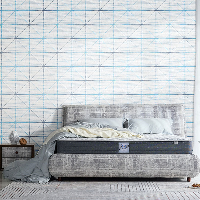 Contemporary Square Wall Art in Natural Color Grid Wallpaper, Non-Pasted, 20.5"W x 33'L Blue Clearhalo 'Modern wall decor' 'Modern' 'Wallpaper' Wall Decor' 992563