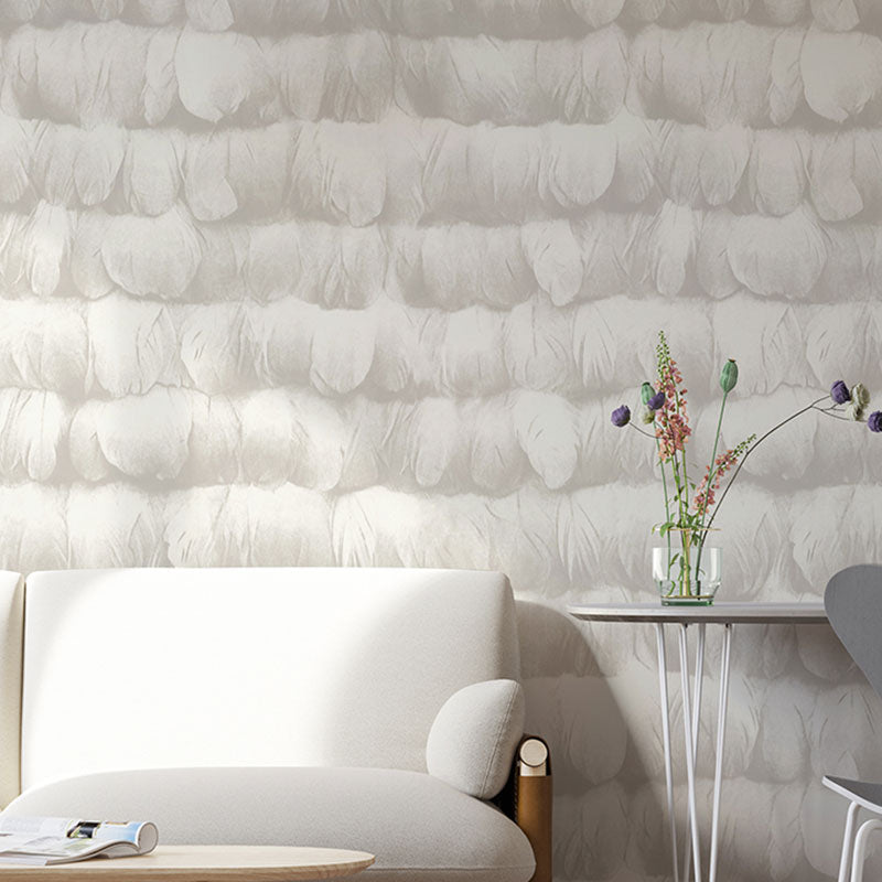 Moisture-Resistant Feather Wall Covering 57.1 sq ft. Minimalist Wallpaper Roll for Accent Wall Grey Clearhalo 'Country wall decor' 'Rustic' 'Wallpaper' Wall Decor' 992569