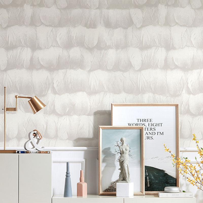 Moisture-Resistant Feather Wall Covering 57.1 sq ft. Minimalist Wallpaper Roll for Accent Wall Clearhalo 'Country wall decor' 'Rustic' 'Wallpaper' Wall Decor' 992570