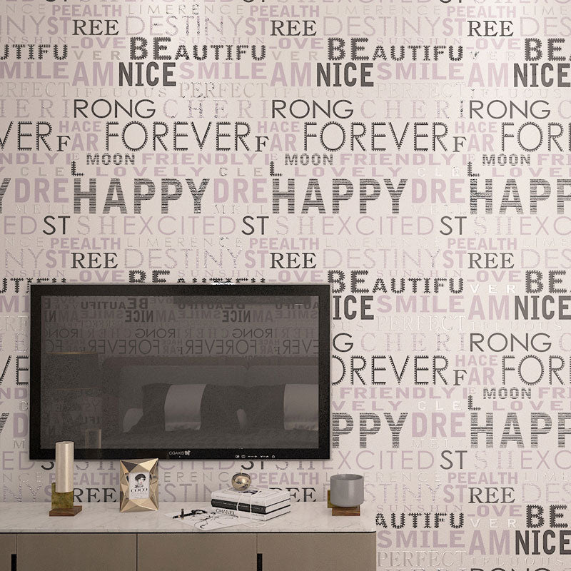 Letters Wall Covering for Accent Wall Graffiti Wallpaper Roll in Dark Color, Stain-Resistant Clearhalo 'Industrial wall decor' 'Industrial' 'Wallpaper' Wall Decor' 992587