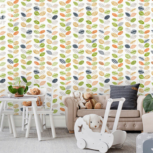 Waterproof Leaves Wall Decor Non-Woven Textured Simple Wallpaper Roll for Kids, Peel and Stick Clearhalo 'Modern wall decor' 'Modern' 'Wallpaper' Wall Decor' 992607