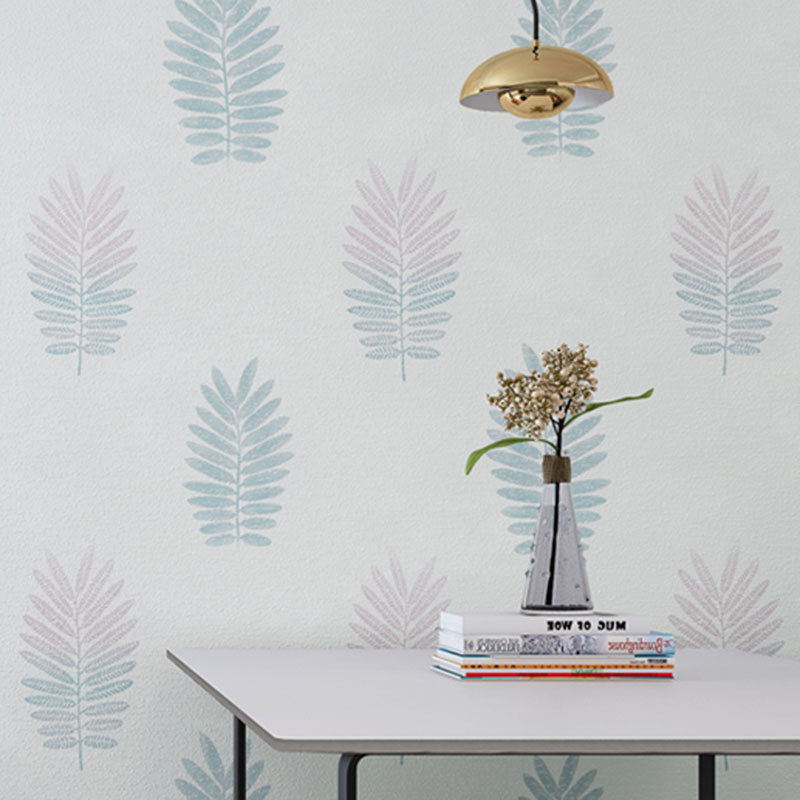 Contemporary Wall Art in Pastel Color Leaves Wallpaper Roll, Non-Pasted, 20.5 in x 31 ft Light Blue Clearhalo 'Modern wall decor' 'Modern' 'Wallpaper' Wall Decor' 992616