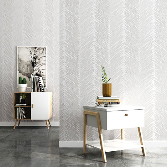 Soft Color Minimalist Wall Art 20.5" by 33' Leaf Texture Wallpaper Roll for Accent Wall White Clearhalo 'Modern wall decor' 'Modern' 'Wallpaper' Wall Decor' 992619