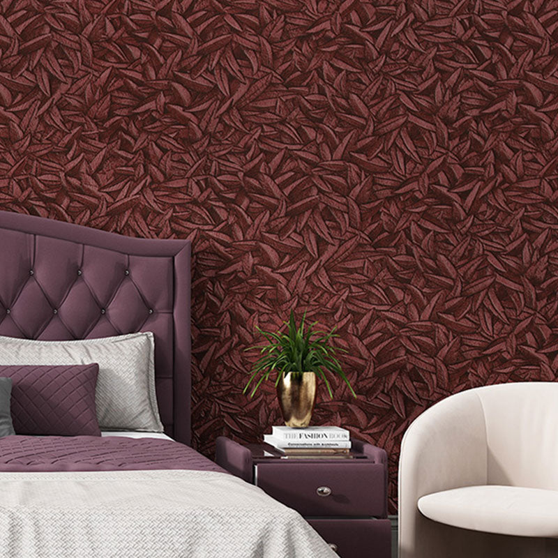 Stain-Resistant Autumn Leaves Wallpaper Nordic Wall Art for Guest Room Decor, Non-Pasted Red Clearhalo 'Modern wall decor' 'Modern' 'Wallpaper' Wall Decor' 992643