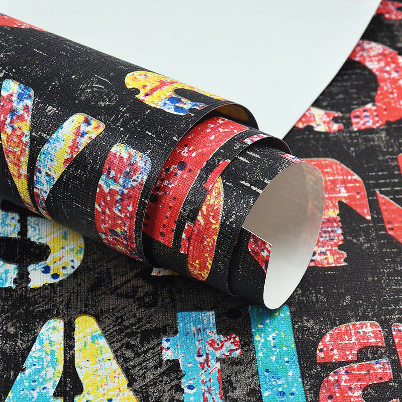 Simple Letters Vinyl Wallpaper Roll for Accent Wall, Neutral Color, 31-foot x 20.5-inch Clearhalo 'Industrial wall decor' 'Industrial' 'Wallpaper' Wall Decor' 992663