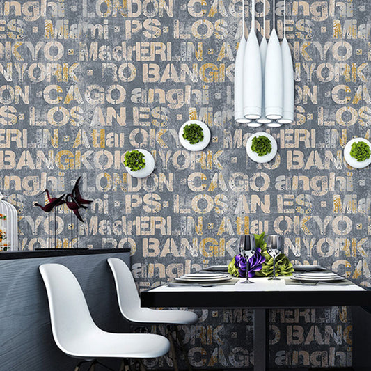Simple Letters Vinyl Wallpaper Roll for Accent Wall, Neutral Color, 31-foot x 20.5-inch Yellow-Gray Clearhalo 'Industrial wall decor' 'Industrial' 'Wallpaper' Wall Decor' 992668