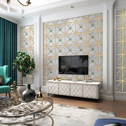 3D Grid and Diamond Wallpaper in Grey Flock Textured Wall Covering for Home Decor, 33' x 20.5" Grey Clearhalo 'Wall Decor' 'Wallpaper' 992671