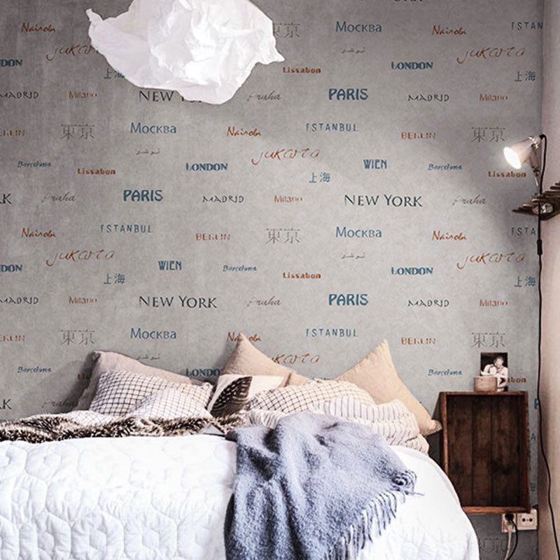 Modern Wallpaper Roll for Children's Bedroom with Vocabulary Design in Pastel Color Clearhalo 'Industrial wall decor' 'Industrial' 'Wallpaper' Wall Decor' 992694