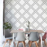 Decorative Lattice Wall Art Plaster Minimalist Wallpaper Roll for Home Decoration Black-White A