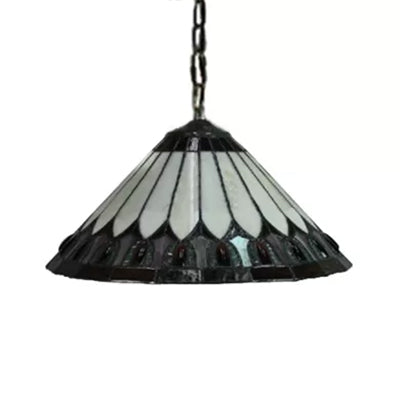 Tiffany-Style Fish Tail/Gem/Triangle Pendulum Light 2 Heads Handcrafted Art Glass Suspension Lamp in Beige Clearhalo 'Ceiling Lights' 'Industrial' 'Middle Century Pendants' 'Pendant Lights' 'Pendants' 'Tiffany close to ceiling' 'Tiffany Pendants' 'Tiffany' Lighting' 9930
