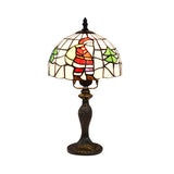 Vivid Blossom Desk Light with Rose/Butterfly/Bear/Santa Claus Pattern Tiffany Rustic Stained Glass Desk Lamp for Study Room Bronze Tree Clearhalo 'Lamps' 'Table Lamps' Lighting' 99352