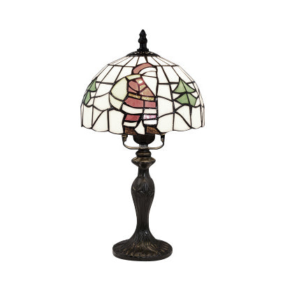 Vivid Blossom Desk Light with Rose/Butterfly/Bear/Santa Claus Pattern Tiffany Rustic Stained Glass Desk Lamp for Study Room Clearhalo 'Lamps' 'Table Lamps' Lighting' 99353