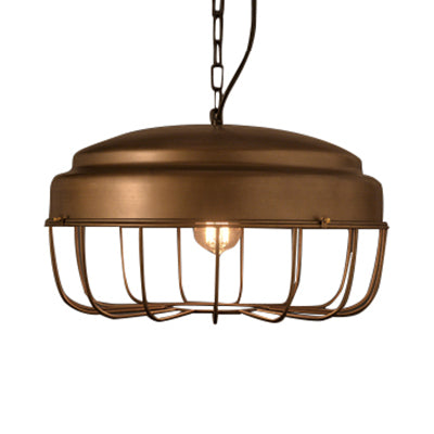 Satin Bronze Barn Pendant Light with Wire Guard Vintage Metal 1 Light Kitchen Hanging Ceiling Light Bronze Clearhalo 'Art Deco Pendants' 'Cast Iron' 'Ceiling Lights' 'Ceramic' 'Crystal' 'Industrial Pendants' 'Industrial' 'Metal' 'Middle Century Pendants' 'Pendant Lights' 'Pendants' 'Tiffany' Lighting' 99364