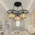 Tiffany Creative Suspension Light with Wheel House 3 Lights Stained Glass Chandelier for Hotel Black Clearhalo 'Ceiling Lights' 'Close To Ceiling Lights' 'Industrial' 'Middle Century Pendants' 'Pendant Lights' 'Pendants' 'Tiffany close to ceiling' 'Tiffany Pendants' 'Tiffany' Lighting' 99462