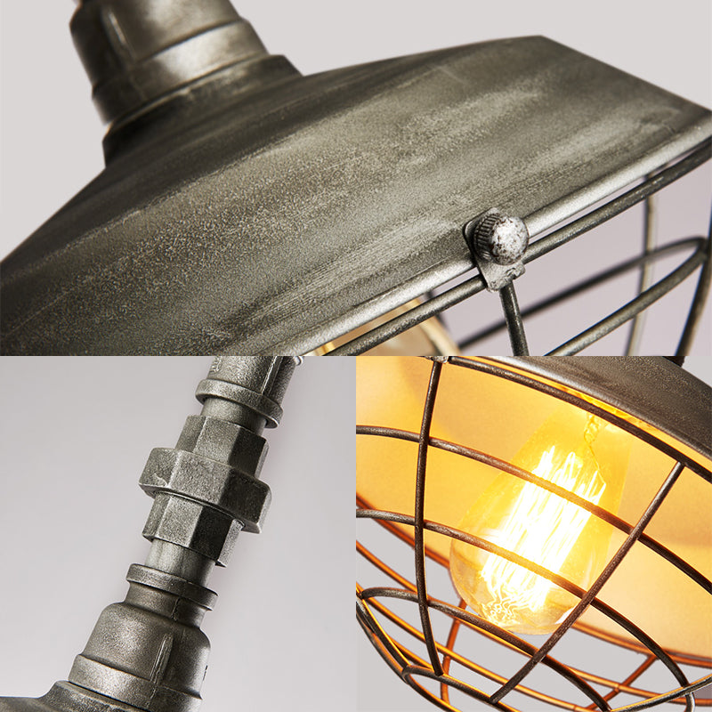 1 Bulb Barn Hanging Light with Wire Guard Shade Rustic Loft Bronze Finish Metal Pendant Lamp Clearhalo 'Art Deco Pendants' 'Cast Iron' 'Ceiling Lights' 'Ceramic' 'Crystal' 'Industrial Pendants' 'Industrial' 'Metal' 'Middle Century Pendants' 'Pendant Lights' 'Pendants' 'Tiffany' Lighting' 99677