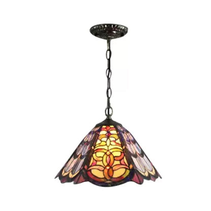 Tiffany Pendant Lights for Ceiling Adjustable Stained Glass Floral Hanging Lamp in Aged Brass for Dining Table Clearhalo 'Ceiling Lights' 'Industrial' 'Middle Century Pendants' 'Pendant Lights' 'Pendants' 'Tiffany close to ceiling' 'Tiffany Pendants' 'Tiffany' Lighting' 9977