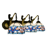 Dome Wall Mounted Light Mediterranean Blue-Pink Glass 3 Head Living Room Sconce Light Clearhalo 'Industrial' 'Middle century wall lights' 'Tiffany wall lights' 'Tiffany' 'Wall Lamps & Sconces' 'Wall Lights' Lighting' 99913