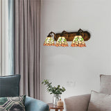 Stained Glass Floral Wall Lamp Lodge Style 3 Lights Indoor Wall Mount Light for Living Room Pink Clearhalo 'Industrial' 'Middle century wall lights' 'Tiffany wall lights' 'Tiffany' 'Wall Lamps & Sconces' 'Wall Lights' Lighting' 99998
