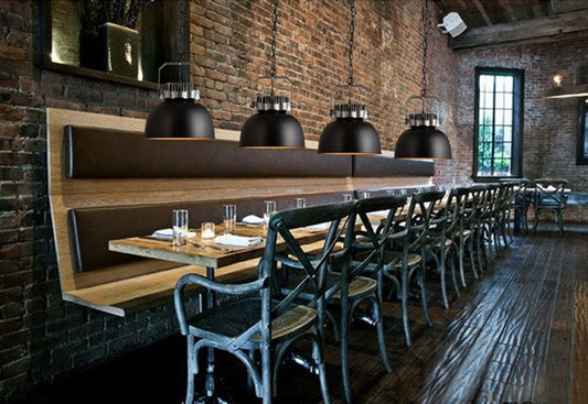 Dome Shade Restaurant Light Aipant Metal industriale 1 lampadina Black Appedful Light